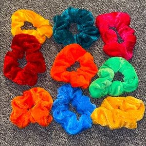 Velvet Colored Scrunchies (9 pack)